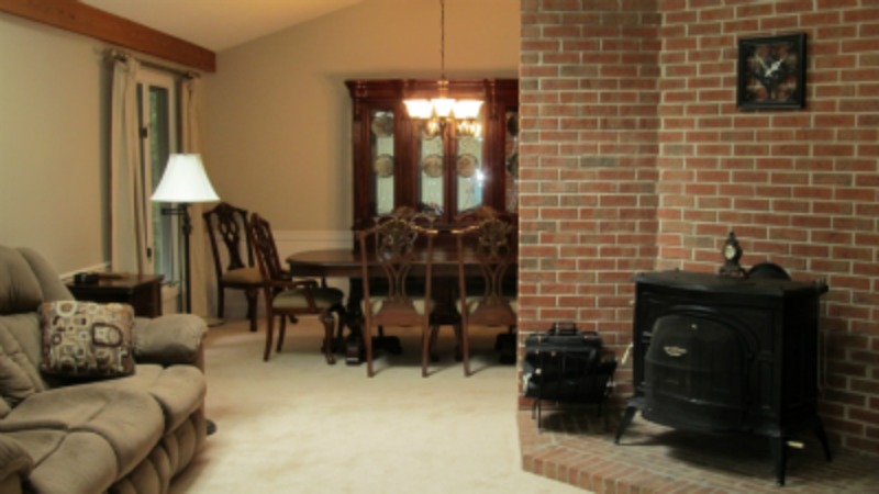 Great room with wood stove