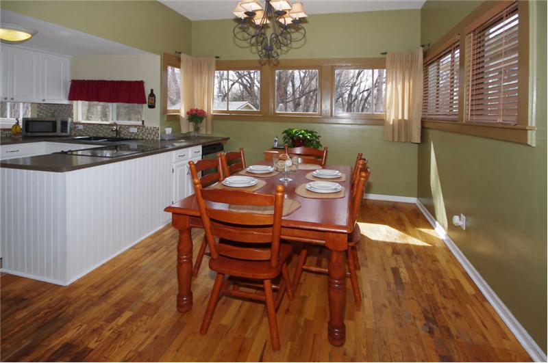 View of dining area and kitchen