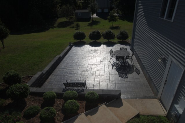 Large stamped concrete patio