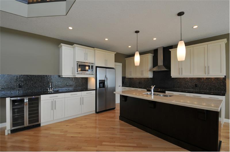 The kitchen is loaded with cabinets