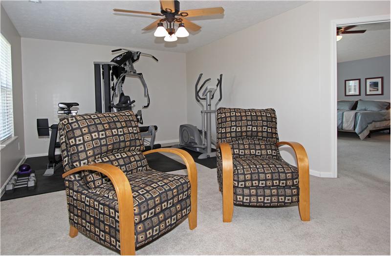 Large loft, plenty of room for exercise equipment and TV room.