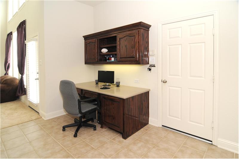 Built in desk space is just off the breakfast nook - perfect for a mini-study area.