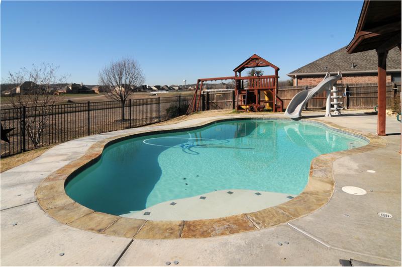 Pool and playground in the backyard!