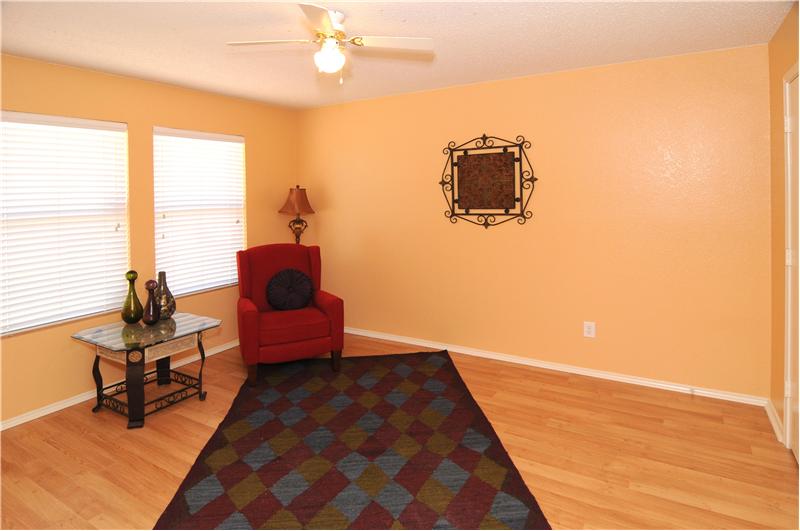 Rooms have ceiling fans to keep utility bills low.