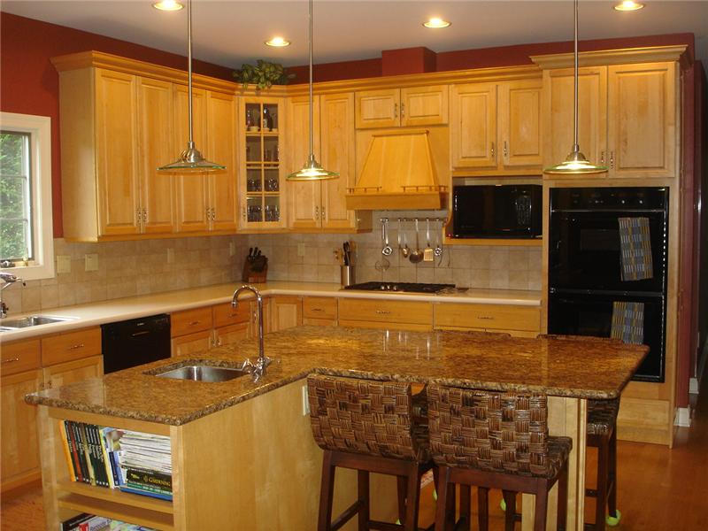 Kitchen with granite-topped island