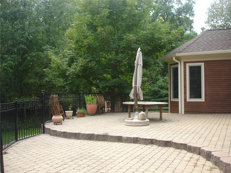 Terraced paver-stone patio