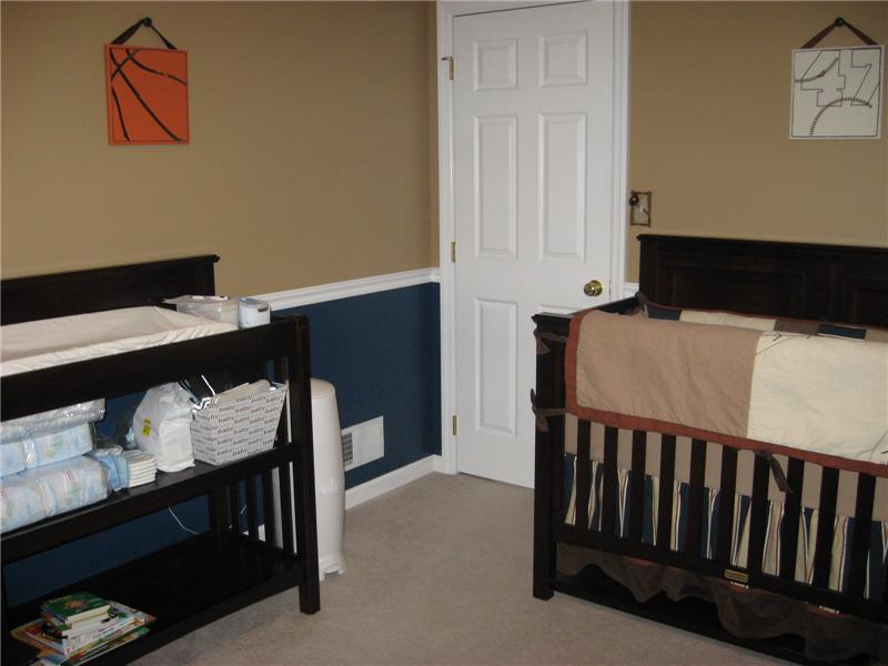 Bedroom with chair railing.