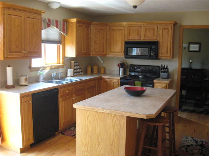 Kitchen with center island,.