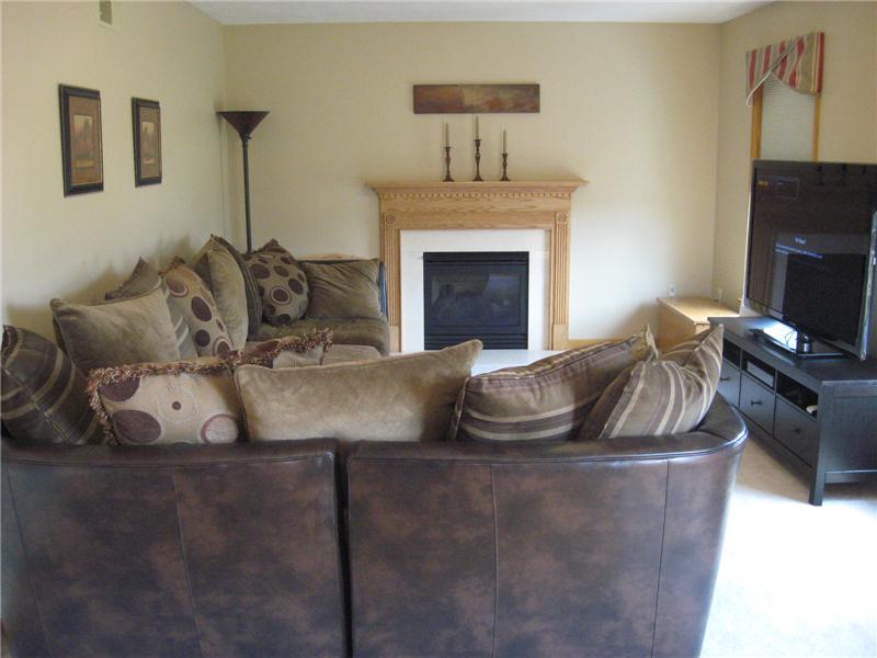 Family room with gas fireplace.