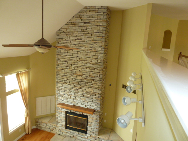 Rock front fireplace