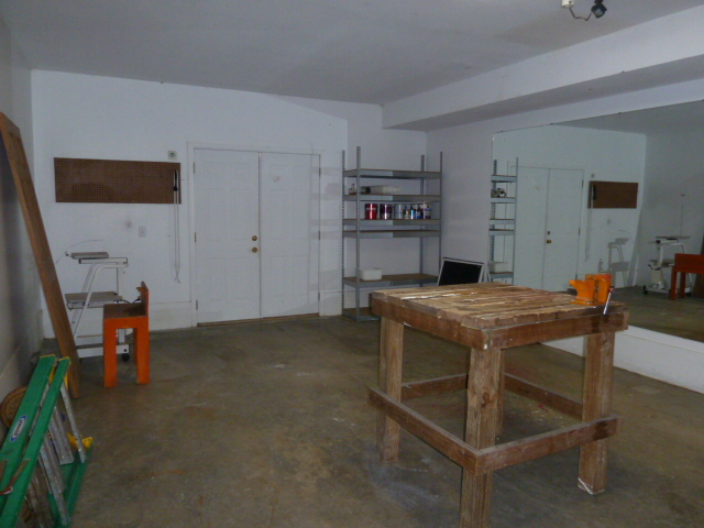Workshop with double doors to exit
