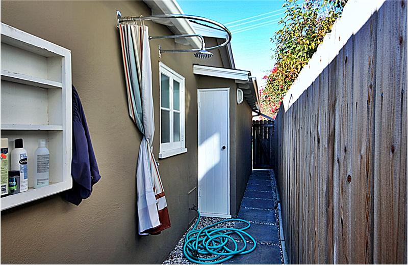 Outdoor shower to clean up after beach