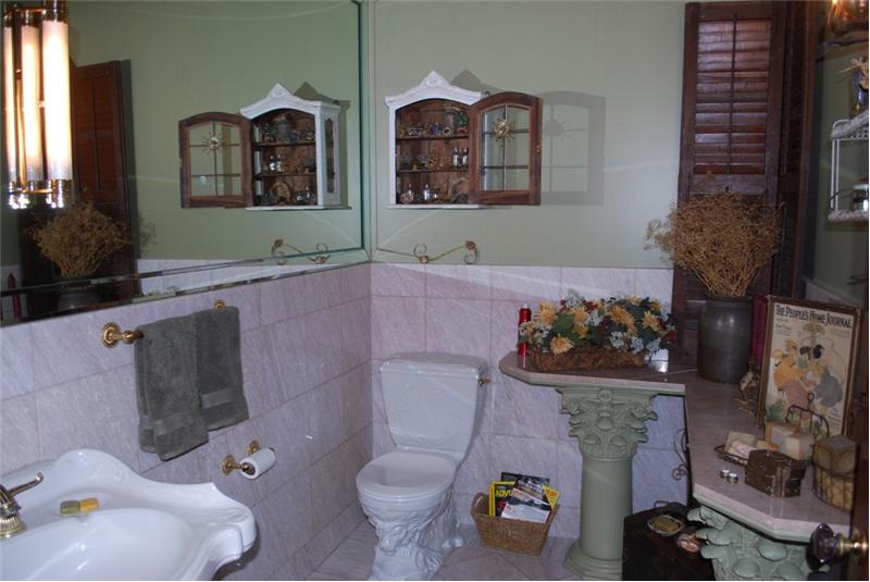 Half Bath with Italian Marble & Matching Lion Head Pedastal Sink and Toilet