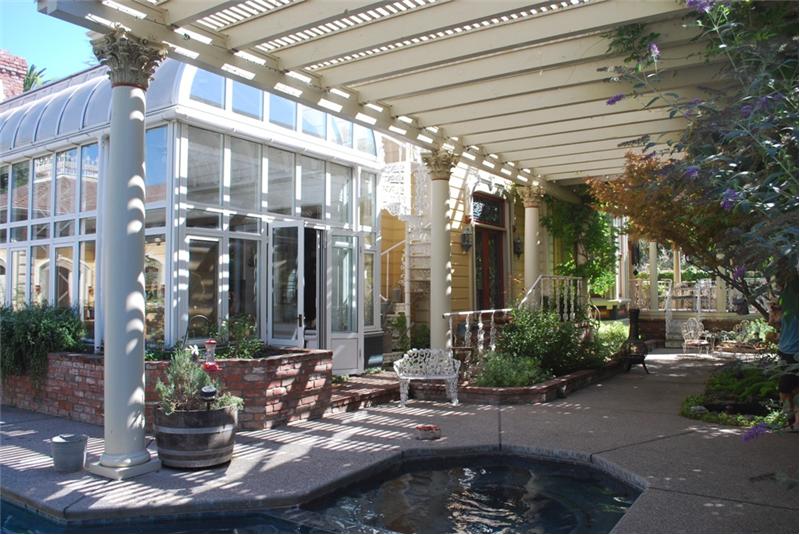 View from Pool to Pergola and Solarium