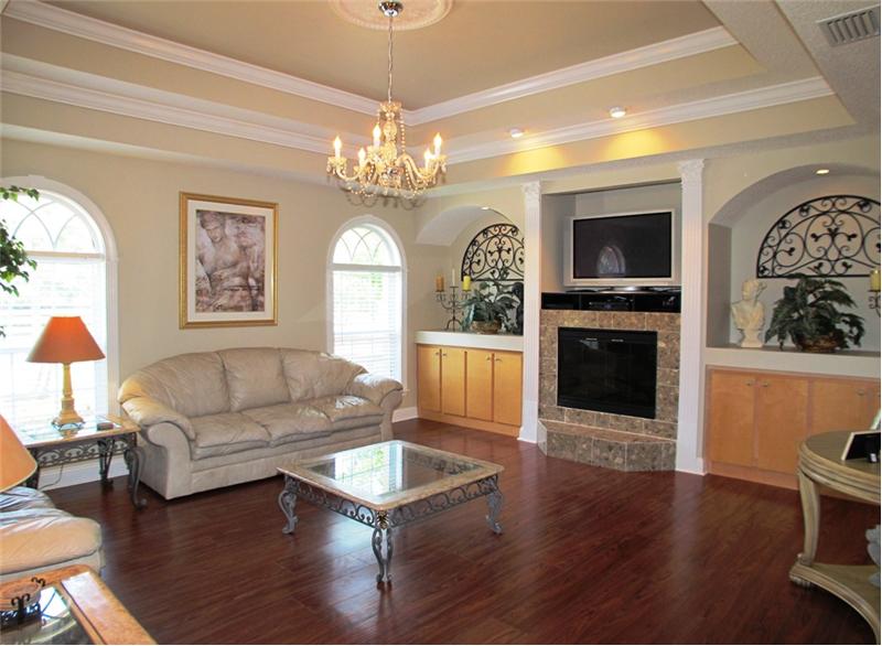Family Room with Double Tray Ceiling