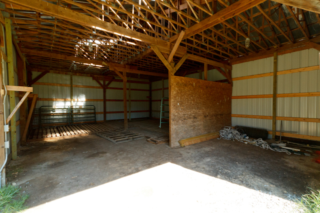 Inside view of Equipment Shed & Hay Storage