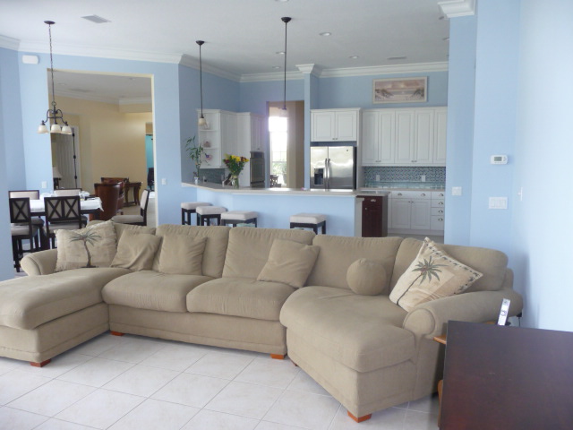 Family room looking to kitchen